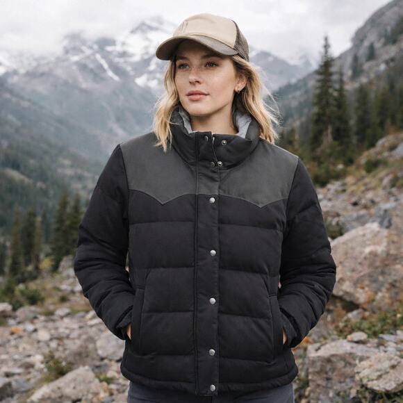 Patagonia Jackets & Blazers - Patagonia Bivy Duck Down Jacket Womens S Black Gray Western Yoke Puffer Coat